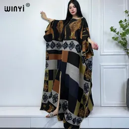 Vestidos casuais winyi retro estampa conforto de moda quente caftan winter vestido de inverno