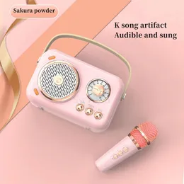 Ny familj utomhusbarn Karaoke Bluetooth -högtalare Trådlös mikrofon Portable Card Subwoofer Högvolym Caixa de SOM