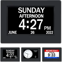 Clocks Day Date Digital Calendar Clock Dementia Impaired Vision Memory Loss Clock with 3 Medication Reminders for Seniors Elderly