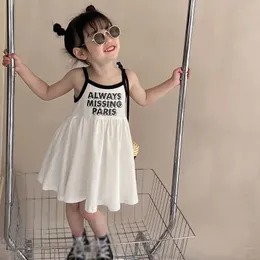 Fashion Summer Baby Girls Dress Children Kids Girl Letter Print Suspender Dresses Sling Outdoor Party For 38 Y 240426
