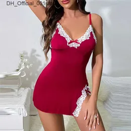Sexy Set Plus Size Women Heißes Kleid Camisole ärmellose Deep V Nighthemd Y2k Sommer lange Kleider mit Tanga 4xl Milch Seidenstoff Q240426