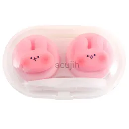 Kontaktlinienzubehör Cartoon Tierkontakt Lens Case Begleiter Box Süßes Student Myopia Mini -Kontakt Augen Tragbare Aufbewahrungsbox Care Box D240426