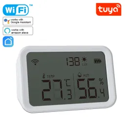 Controlla tuya wifi zigbee temperatura sensore di umidità lux rivelatore di luce termometro igrometro interno con schermo LCD funziona con Alexa