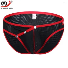 Underpants Men's Underwear Wholesale Foreign Trade WJ Herringbone Removable Sexy Mesh Breathable Briefs