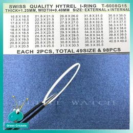 الحالات 98pcs/Box 1.25mm thinckness Watch Crystal Glass I Ring Gasket Presace Praps for Watchmaker