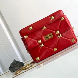 moda ziyafet çantası roman çalışma napa koyun derisi zinciri büyük perçin çantası kadın el çanta zinciri omuz çantaları perçin crossbody kova çantası el çantası