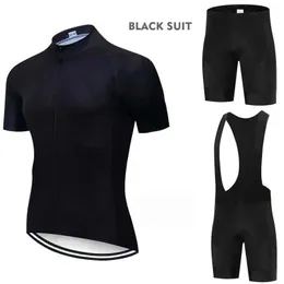 여성 트랙 슈트 모든 검은 색 자전거 유니폼 턱받이 짧은 슬리브 세트 2024 Mens Mountain Cycling Clothing Short Sleeved Set Sports MTB 사이클링 교육 유니폼 240424