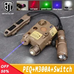 Lights Wadsn Tactical PEQ15 Красный зеленый синий лазерный прицел M300 M300A фонарик Airsoft Accessroy Белый стробоскоп двойной выключатель