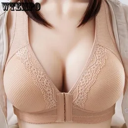 Bras WTempo 36-46 aC Botão frontal de tamanho grande Estilo de colete sem aço Ring push up lingerie de sutiã respirável sem fio