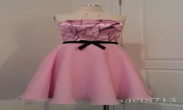 Pink Camo Brautjungfernkleid trägerloser Knieschalung kurzer Hochzeitsfeier DESS CAMO FORMAL GOWN9874450