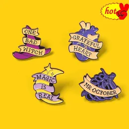 Hängsmycken Comic Witch Hat Moon Heart SKL ENAMEL PIN Söt märken Brosch för kläder ryggsäck mode smycken tillbehör barn g drop d dh4f6