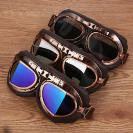 안경 고품질 빈티지 오토바이 고글 레트로 조종사 고글 모터 보호 기어 크루저 카페 스쿠터를위한 먼지 방진 고글