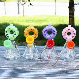 Donut colorato Spesso di vetro di vetro Bong Hookah Shisha fumatori tubi con tubo con tubi gorgogliali filtro Herb tabacco per olio di tabacco ciotola Porta di sigarette portatili Dhl