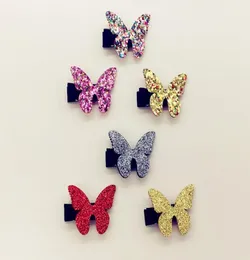 Ganze Boutique 30pcs Mode süße Glitzer Schmetterling Haarnadeln Solid Mini Butterfly Hair Clips Prinzessin Kopfware Hair Accessorie7729418