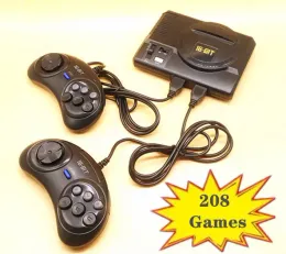 플레이어 레트로 미니 TV 비디오 게임 콘솔 Sega Megadrive 208 개의 다른 내장 게임 2 개의 게임 패드 아웃과 함께 16 비트 게임