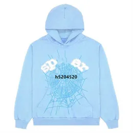 Herr- och kvinnors hoodies Sweatshirts Sweatpants Fashion Märke 55555 2024 Sky Blue High Quality Angel Number Puff PAG PRESTRY GRAFIC SPIDER WEB