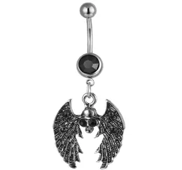 D0882 1 Farbe Der schwarze Schädelbauchring Piercing Schmuck 14Ga 10 mm Länge 58 mm Ball4405082