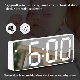 Desk Table Clocks Acrylic/Mirror Digital Alarm Clock Voice Control (Powered By Battery) Table Clock Snooze Night Mode 12/24H Electronic LED Clocks