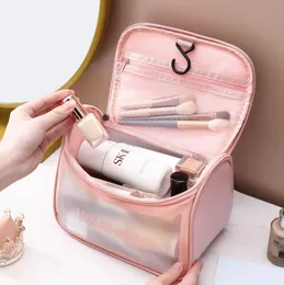 Pvc Translucent Cosmetic Bag Pu Waterproof Frosted Toiletry Bag Flip-top Portable Shower Bag Travel Portable Storage Bag