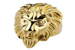 Fashion Lion Band Ring Gold Steel Color Mens Rings Heavy Mental Punk Style Gothic Biker Designer Jewelry2864524