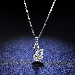 Sier 925 Sterling Pendant 1 Mossan Diamond Necklace Womens Fashion Swan Sier Pendant Collarbone Chain Live Broadcast