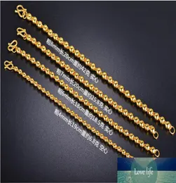 24k Yellow Gold Bracelet for Women Men Round Buddha Bead Transfer Bead Gold Bracelet 4mm5mm6mm7mm8mm9mm Hand Chain9365378