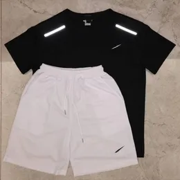 Mens shorts seco faixa de traje de pista de camiseta de camiseta de duas peças de duas peças de tamanho grande fiess de secagem rápida de roupas esportivas camisetas