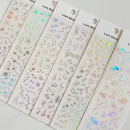 Tattoo Transfer Korea Hot Silver Musical Stars Embelling Gradient Laser Sticker DIY PVC Material Scrapbooking Decorative Stickers Stationery 240426