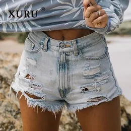 Xuru - Европейские и американские перфорированные кисточные джинсы с высокой талией.