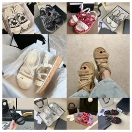 2024 New Luxury Sandals channel Designer Sandals Women Shoes chanells chanelsandals Braided Rope With Traditional black Casual Gladiator Fashion brand Slide