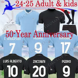 23 24 50 سنة من الذكرى السنوية لكرة القدم قمصان لاتسيو 50th 2024 Immobile Luis Bastos Sergej Badelj Lucas J.Correa Zaccagni Marusic Men Kids GK Kit Shirt