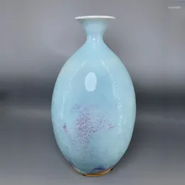 Vazolar küçük ağız ve büyük göbek porselen dekorasyon buz çatlak Jun Çin 33.5 cm ile beyaz çiçek vazo