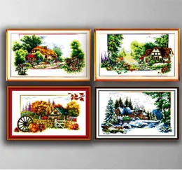 Eine Reihe von Four Seasons Rhythmus Szenen Cross Stitch handgefertigtes Kreuzstich -Stickerei -Nadel -Sets gezählt, zählte Druck auf Leinwand 144422574