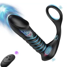 Erkek İtme Prostat Masajı Bluetooth Uygulama Kontrol Teleskopik Butt Fiş Anal Vibratör Erkekler Eşcinsel Dildo BDSM Seks Oyuncak Çiftler İçin 240412