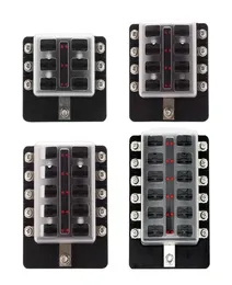 681012 Ways Blade Fuse Box Holder с светодиодным индикатором для индикатора предупреждения для автомобильной лодки Marine RV Truck Boat Blocks1602250