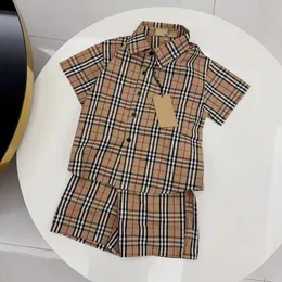 브랜드 디자이너 폴로 셔츠 2 세트 면화 소년 소녀 고품질 어린이 티셔츠 반바지 크기 90cm-150cm d08