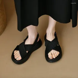 SURES Buty 2024 Garoya Sandals Women Summer Out Mash Out Gruste Sole High Sense plisted