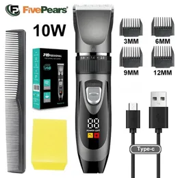 FivePears Hair Clipper HighPower Electric Barber 10W Trimmer For Men Adults Kids Cordless Rechargeble Cutter Machine 240411