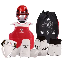 Products Children Karate Chest Leg Protector Set WTF Palm Gloves Taekwondo Helmet Kids MMA Jockstrap Body Guard Sparring Equipment