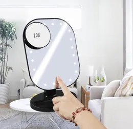 20LED Makeup Mirror with 10X Magnifier 180 Degree Rotation Dimmable Touch Sensing Makeup Mirror Portable Beauty Make Up6157672