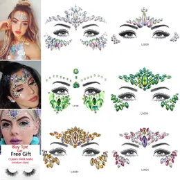 Tattoo Transfer 3D Sexy Face Tattoo Crystal Stickers Temporary Tattoos Glitter Fake Tattoo Rhinestones Masquerade Women Party Face Jewels Tattoo 240427