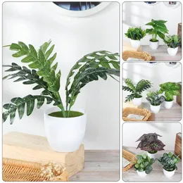 Decorative Flowers Room Desktop Ornaments Office Balcony Artificial Plants Bonsai Fake Greenery Simulation Potted Green Foliage