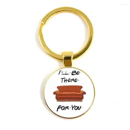 Keychains Friends TV -Show Keychain Classic Szene Zentrales Perk Logo Glass Cabochon Key Ring Bag Charme Schlüsselinhaber für gutes Geschenk