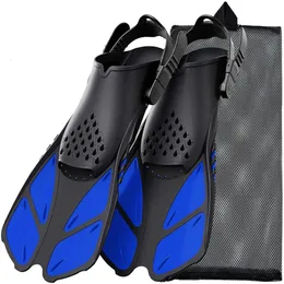 Snorkel Fins Adjustable Buckles Swimming Flippers Short Silicone Scuba Diving Shoes Open Heel Travel Size Adult Men Womens 240416