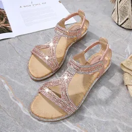 Casual Shoes Summer Woman Sandals 2024 String Bead Flip Flop Metal Wedge Beach For Lady Sapato Feminino