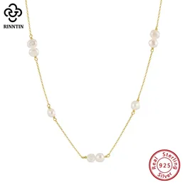 Rinntin 925 Sterling Silver Dainty Natural Baroque Pearl Necklace for Women Party Vintage Jewelry GPN57 240422