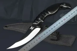 1PCS Nowy przetrwanie prosty nóż 3CR13MOV Black Tail Point Blade Pull Tang Aluminium Uchwyt Outdoor Stałe noża ostrzy z nylonową osłoną nylonową
