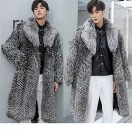 Mens Fur Faux осень зимний меховой пальто длинный большой банк