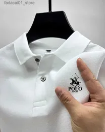 남자 티셔츠 2024 New Mens 통기 가능한 티셔츠 사업 및 캐주얼 폴로 셔츠 여름 패션 짧은 슬리브 의류 편안한 특별 제안 Q240426
