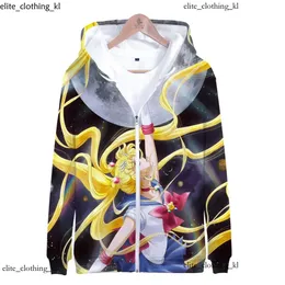 Sailor Moon Hoodie for Women Girl Kid Sweatshirt Hooded Jacket Zipper Coat Anime Sailormoon Kläder Kläder Vackra flicka Warrior Print 446